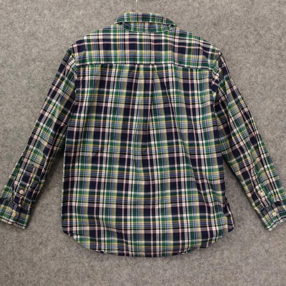 Oxford Button Down‎ Shirt Boys 6 Green Blue Tartan Plaid RALPH LAUREN Pony RL